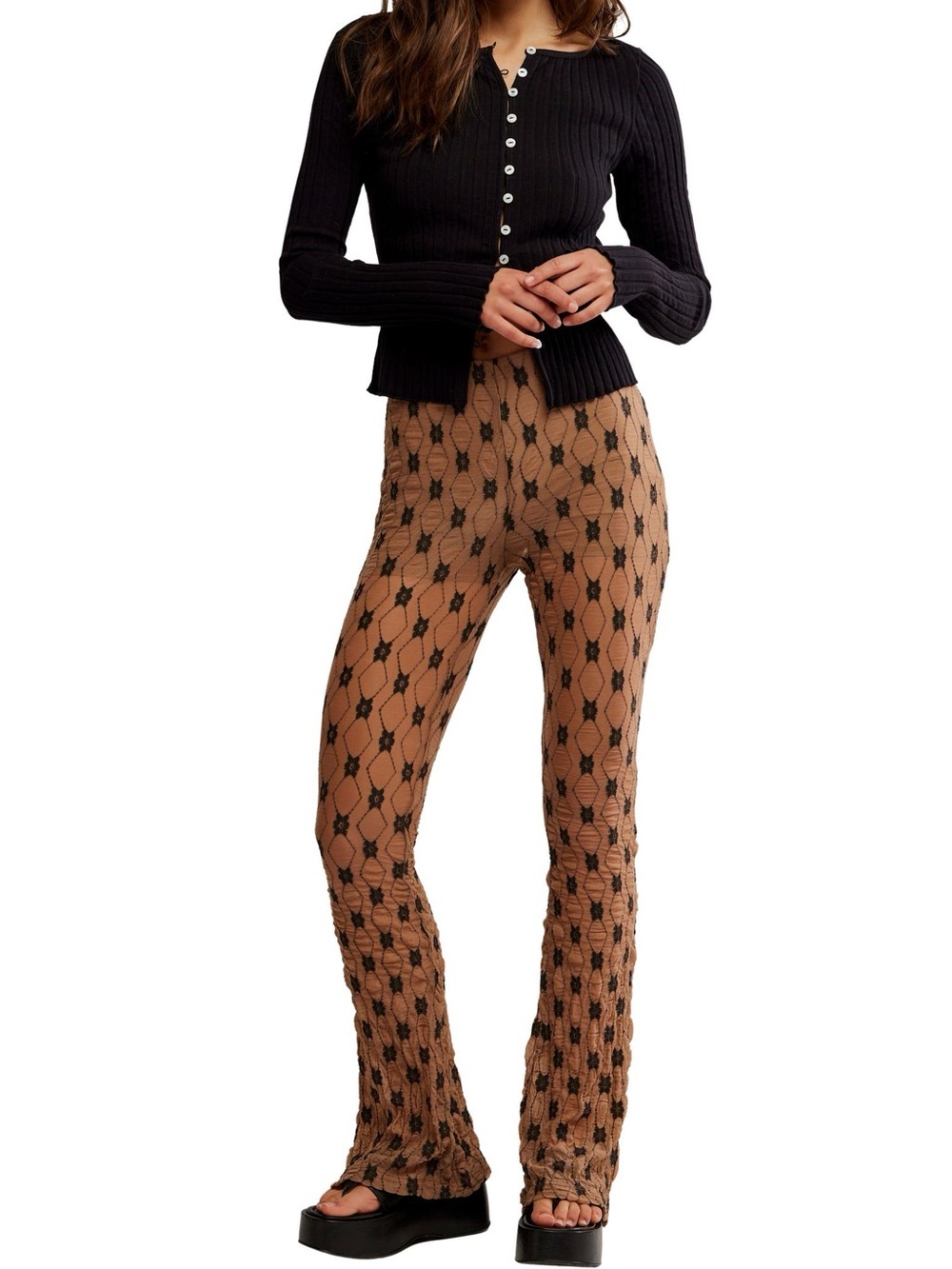 Free People • nwt $128 USD Margo Lace Overlay Flare Pants